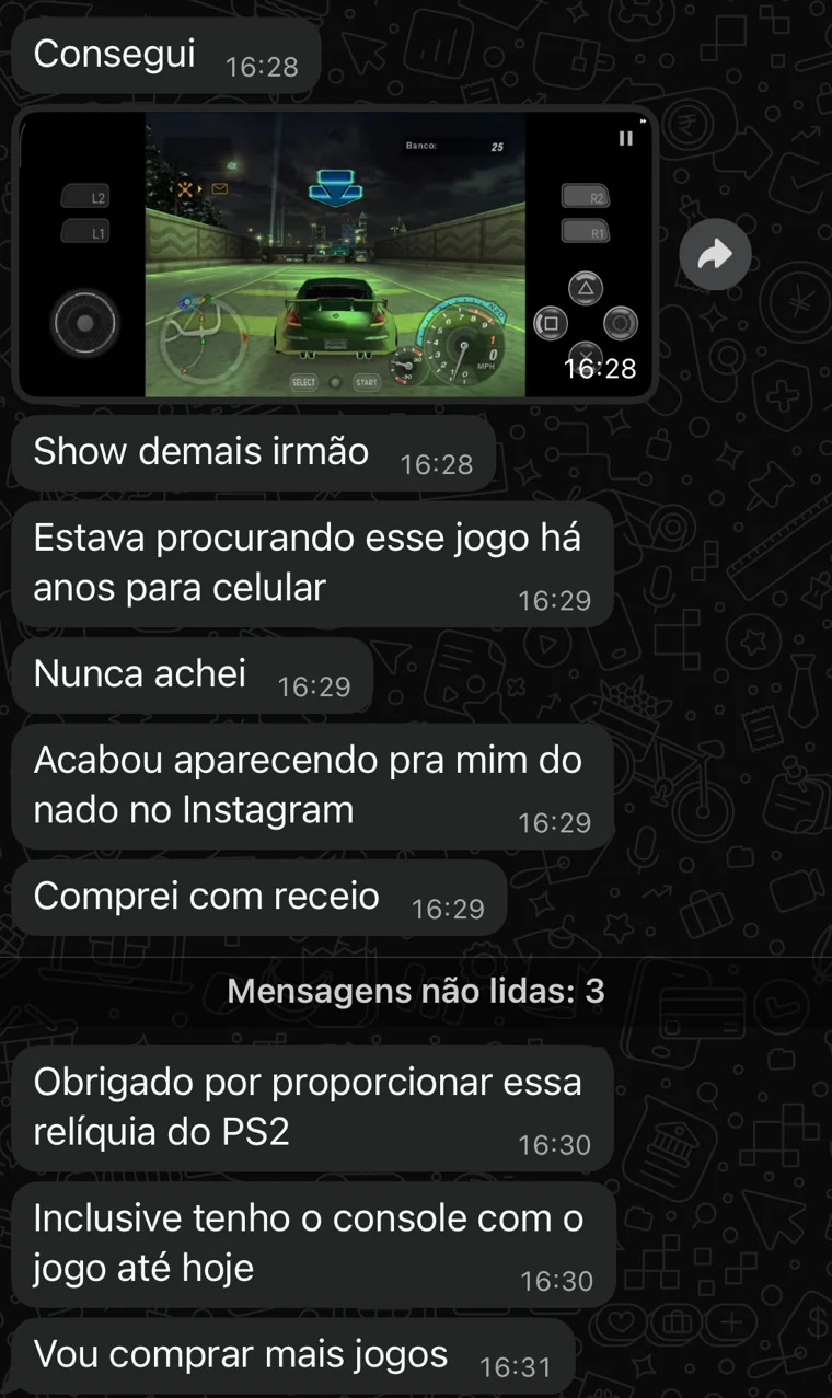 Print de uma avaliação enviada por cliente da HIGH GAMES